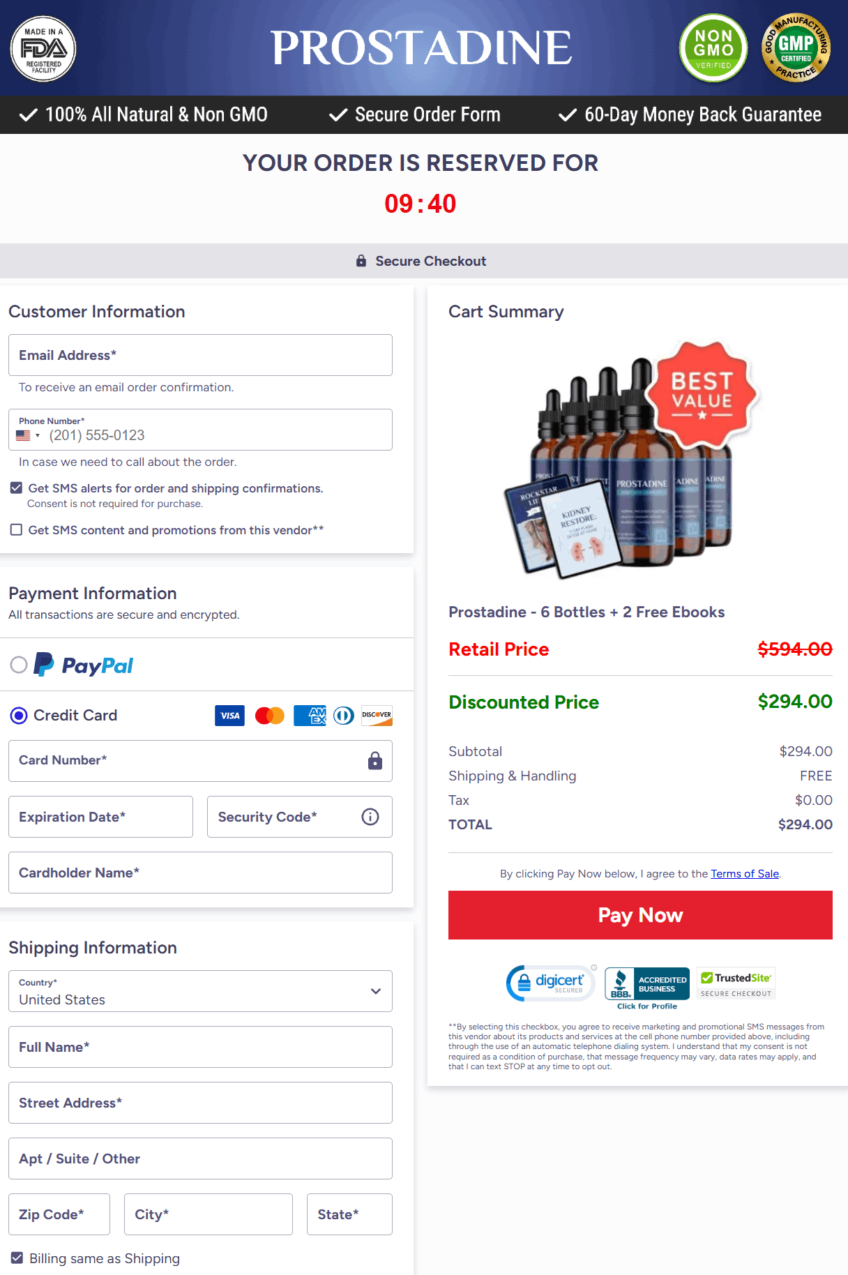 Prostadine-Secure Checkout Page